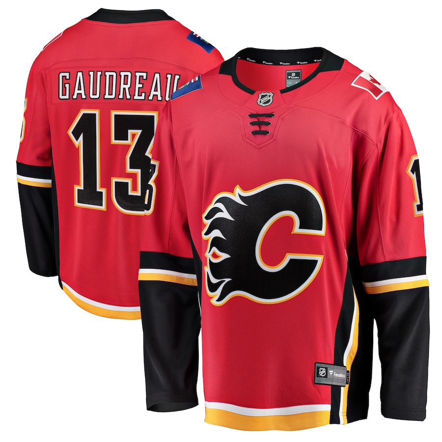 NHL Men Calgary Flames #13 Johnny Gaudreau Red Breakaway Player Jersey